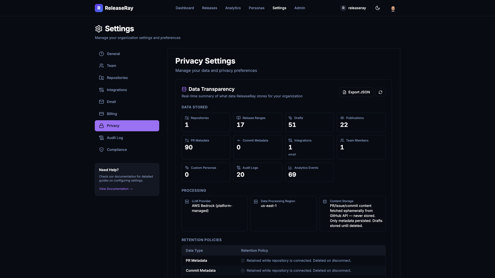 Privacy & Compliance Built In screenshot